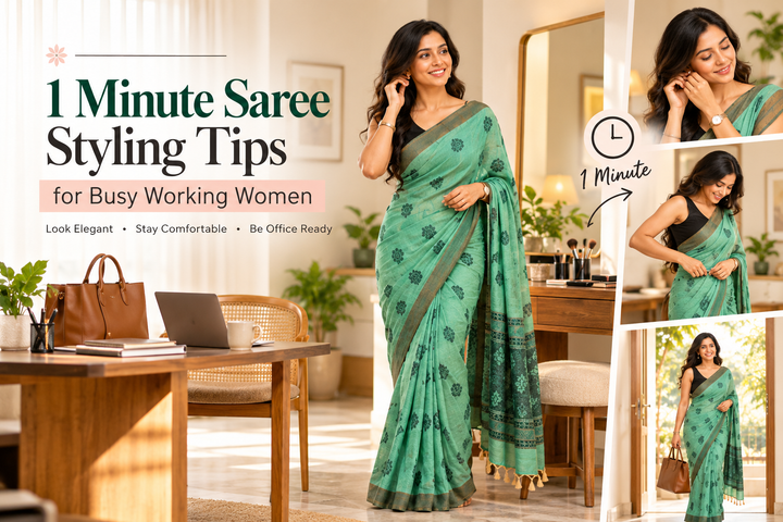1 Minute Saree Styling Tips for Busy Working Women