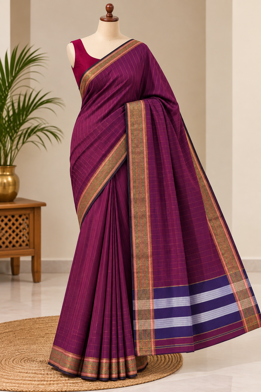 Traditional Indori Cotton-Silk Saree