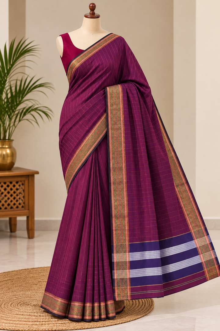 Traditional Indori Cotton-Silk Saree