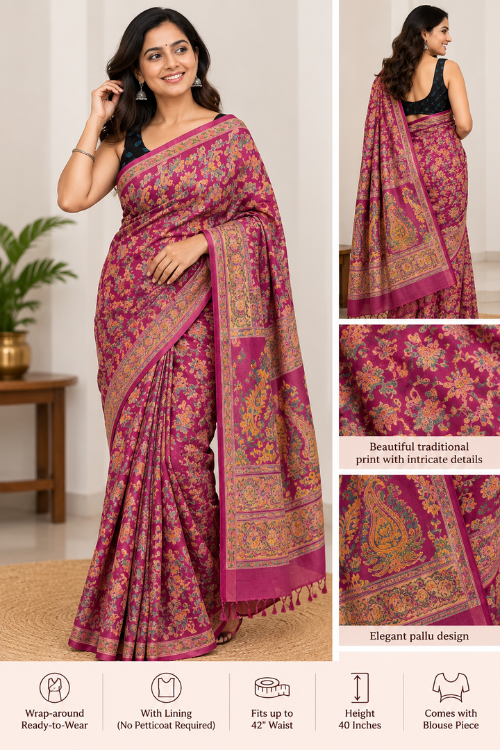 Bhagalpuri Printed Saree - Onion Pink